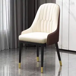 Melhor preço Cadeiras de jantar estofadas de couro com estrutura de metal