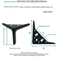 Pieds de lit renforcés à 3 branches en acier inoxydable pour cadre de lit d'appartement et aménagement de chambre d'hôtel, quincaillerie pour chaise de bar
