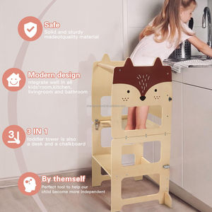 Taburete de <span class=keywords><strong>cocina</strong></span> plegable lindo 3 en 1 de pie de madera Montessori Original torre de aprendizaje ayudante con pizarra <span class=keywords><strong>para</strong></span> niños pequeños - Product Image 5