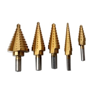 Center <b>Drill</b> <b>Bit</b> Set Titanium Plated Triangular Shank Step <b>Drill</b> <b>Bits</b> For Metal Drilling 6 Piece Gold Finish - Product Image 1