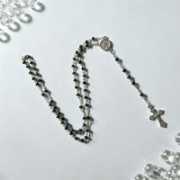 Collier de prière en cristal de 4 mm, médaille de la Vierge Marie en alliage, pendentif croix, chaîne de prière multicolores, bijoux religieux catholiques