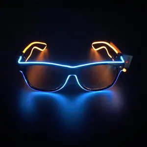 Kacamata pesta menyala dalam gelap USB, kacamata Led menyala dalam gelap dapat diisi ulang plastik