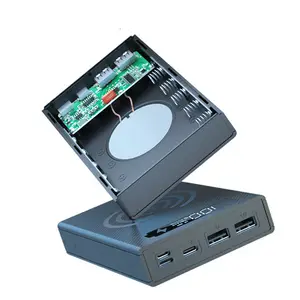 18650 배터리 홀더 분리형 전원 은행 케이스 12V PD QC3.0 USB C 빠른 무선 충전 DIY 쉘 5*18650 배터리 보관함