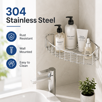 Étagère d'angle de douche réglable en acier inoxydable 304, écologique, personnalisable, panier de rangement mural pour salle de bain