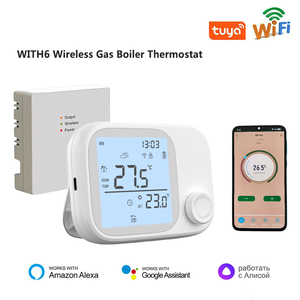 <span class=keywords><strong>Thermostat</strong></span> mural sans fil RF433 à bouton rotatif pour <span class=keywords><strong>chaudière</strong></span> à <span class=keywords><strong>gaz</strong></span>, contrôleur de température à piles avec récepteur - Product Image 1