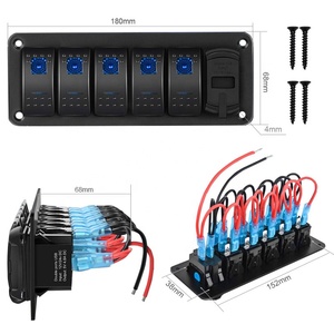 <span class=keywords><strong>Interruptor</strong></span> basculante de panel de aluminio de 5 bandas con doble 4,8 amperios <span class=keywords><strong>USB</strong></span> azul retroiluminado LED voltímetro Rocker estilo cargador rápido - Product Image 2