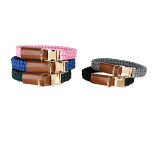 Groothandel Klassiek Zacht Lederen Halsband Set Stijlvolle Stevige Gevlochten Waterdichte Gouden Gesp Grote Middelgrote Kleine Honden - Product Image 4