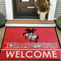 Tapis de porte d'entrée imperméable style bohème avec logo personnalisé noir et blanc, anti-fatigue, réversible, en nylon