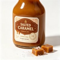 Étiquette autocollante personnalisée en feuille d'or pour caramel salé, imperméable, pour l'emballage des pots de caramel.