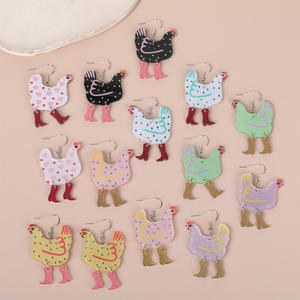 New-style Eco-friendly Acrylic Earrings - European and American Cartoon Colored Hen-shaped Earrings for Wholesale - Product Image 1