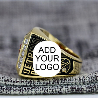 Bague de championnat MC Gold Gemstone avec logo personnalisé, cristal naturel, style unisexe décontracté et sportif