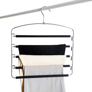 Hanger Manufacture Pants Hanger With 5 Layers Magic Hangers Closet Space Saving