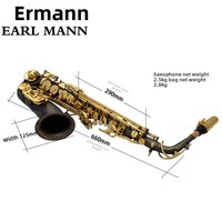 Earl Mann Instrument Brass Alto Drop E Saxophone Matte Black Nickel Professional with High-Grade Suitcase