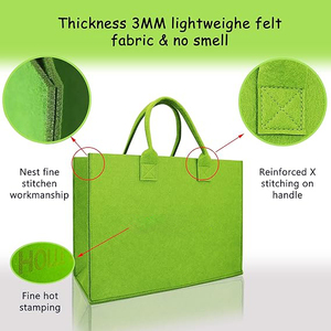 Herramientas de compras ecológicas, juguetes, regalos de playa, bolso ligero grande para mujer, bolsas de fieltro personalizadas verdes plegables - Product Image 2