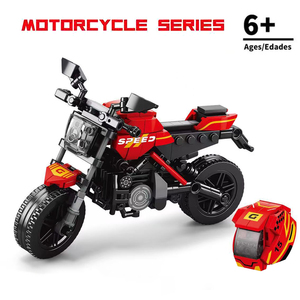 Ensemble de blocs de construction de moto rouge, 281 pièces, avec support d'affichage pour casque, jouet éducatif de construction pour enfants, collection de cadeaux pour garçons - Product Image 1