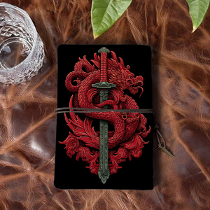 A6 buku catatan sekolah buatan tangan Ideal untuk Departemen Musik Universitas bagus untuk analisis skor dan log latihan dengan Dragon merah Coi - Product Image 3