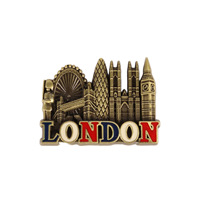 Autocollant de réfrigérateur en alliage de zinc représentant l'emblématique monument de Londres, le Big Ben, avec des éléments patriotiques et le drapeau national