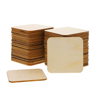 Lot de 100 pièces de carreaux carrés en bois naturel brut de 4 pouces, supports de verres en bois non finis pour artisanat et peinture DIY