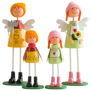 Cute a family of four stand wooden doll for girls bonecas