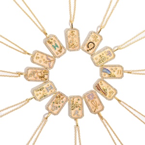 Collar clásico Vintage Unisex Doce <span class=keywords><strong>Constelaciones</strong></span> Cadena de cobre chapada en oro <span class=keywords><strong>con</strong></span> acentos de perlas de diamantes de circón Moda - Product Image 2