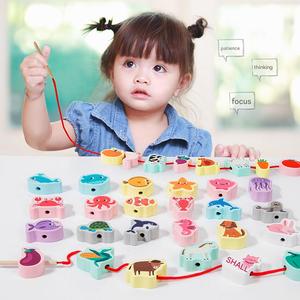Juguetes de madera Montessori, <span class=keywords><strong>juego</strong></span> de secuencia de cuentas con alfabeto digital de animales para desarrollar la habilidad práctica - Product Image 3