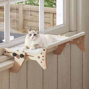 <span class=keywords><strong>Hamaca</strong></span> <span class=keywords><strong>para</strong></span> gatos resistente ajustable con marco de madera, percha <span class=keywords><strong>para</strong></span> ventana de gato, cama <span class=keywords><strong>para</strong></span> ventana de gato con asiento de felpa, soporta hasta 40 LB - Product Image 1