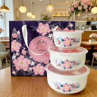Ensemble de 3 bols à riz en porcelaine, coffret cadeau fraîcheur, couleur personnalisable, compatible lave-vaisselle et micro-ondes, vente chaude
