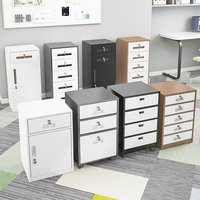 Armoire de rangement sous bureau en acier avec roulettes mobiles et serrure, 2 tiroirs – Rangement ignifuge et résistant à l'humidité, design moderne, fabriqué au Henan