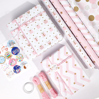 Papier d'emballage cadeau rose vierge personnalisé imprimé numériquement, en papier couché jetable, 50cm*70cm, tendance 2025, simple et mignon