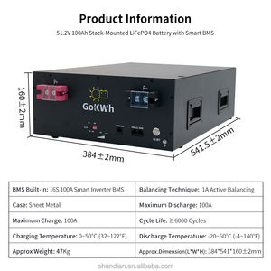 משלוח מהיר gokwh 51.2v 100ah stackable פיצול lifepo4 - Product Image 3