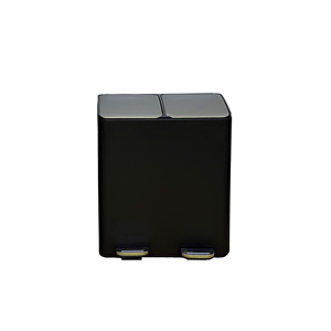 Household 60L Kitchen Trash Can Stainless Steel <strong>Two</strong> <strong>Compartments</strong> <strong>Bin</strong> Black Metal Foot Trash <strong>Bin</strong> Modern Kitchen Garbage <strong>Bin</strong> - Product Image 2