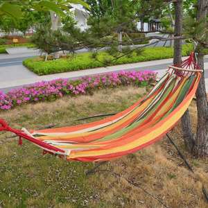 Hamaca portátil de algodón para camping al aire libre con palo curvo, venta al por mayor - Product Image 3