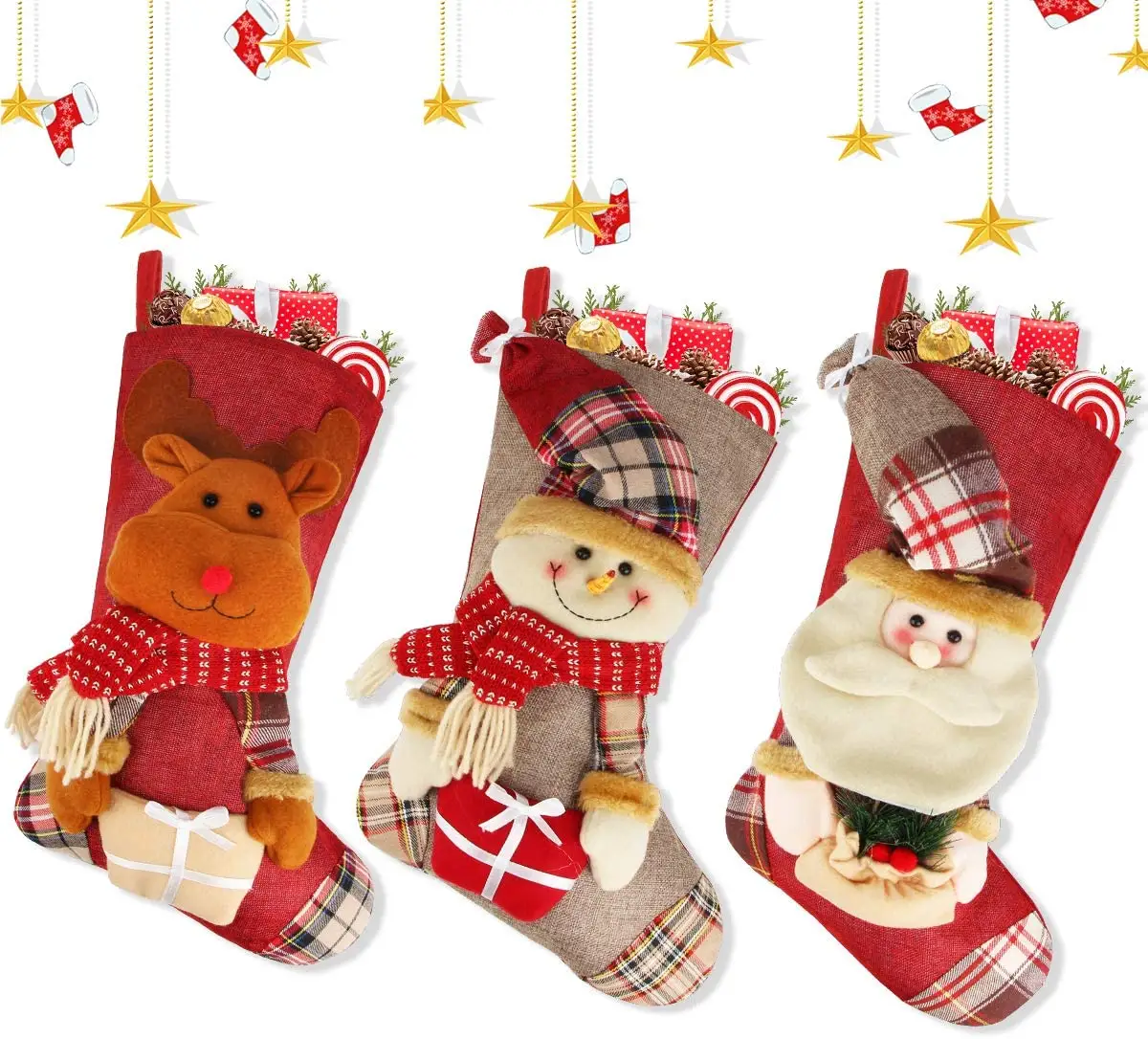 Cute Design Christmas Hanging Decoration Colorful Printed Large Christmas Stocking Gift Christmas Socks