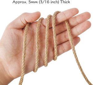 <span class=keywords><strong>Corde</strong></span> <span class=keywords><strong>en</strong></span> jute et sisal de 5 <span class=keywords><strong>mm</strong></span>, 200 pieds, torsadée, robuste, épaisse, pour jardinage, artisanat, emballage, griffoir, décoration intérieure - Product Image 3