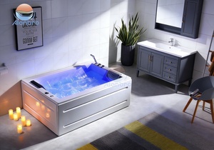 Grande cascade bain à remous lumière LED baignoires de massage sexuel de luxe panneau de commande numérique baignoire acrylique 2 personnes hydro massage - Product Image 2