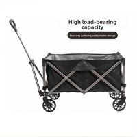 Chariot de camping pliable pour l'extérieur, chariot de plage pliable, chariot utilitaire à main avec quatre roues
