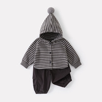 Ensemble de vêtements pour bébé, sweat-shirt à capuche rayé unisexe pour tout-petits, pantalon de jogging décontracté, printemps automne