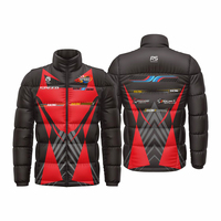 Veste matelassée d'hiver décontractée de grande taille en polyester chaud de haute qualité, personnalisée OEM, sublimation, course automobile F1