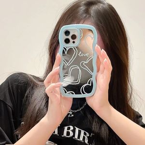 Custodia per iPhone con motivo a onde a cuore effetto specchio per iPhone 15 Pro Max, 16 Pro Max, 14, 13 e accessori per iPhone 17 Pro Max - Product Image 3