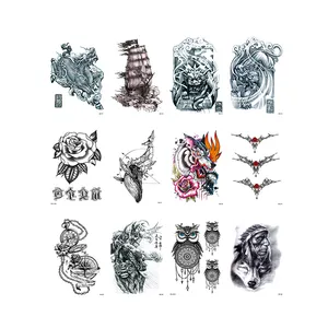 批发酷设计临时纹身恐怖贴纸Sketon人体艺术纹身贴纸