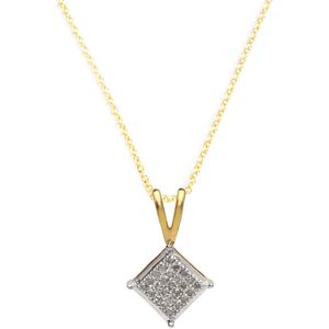 Collar con Colgante de Diamante Redondo de Corte Brillante de 0.07 Quilates, Color Blanco Natural G-H, Oro Amarillo, Plata de Ley, para Uso Diario de Mujeres - Product Image 1