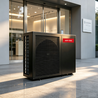 Pompe à chaleur air-eau 9KW noire, monobloc, à courant continu, pour chauffage, refroidissement et eau chaude, économie d'énergie domestique