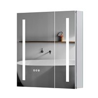 Kabinet Kamar Mandi LED Aluminium Persegi Panjang Modern Terbaru dengan Cermin Mandi Berlampu Sensor Gerak Bersertifikasi IP44 Standar AS