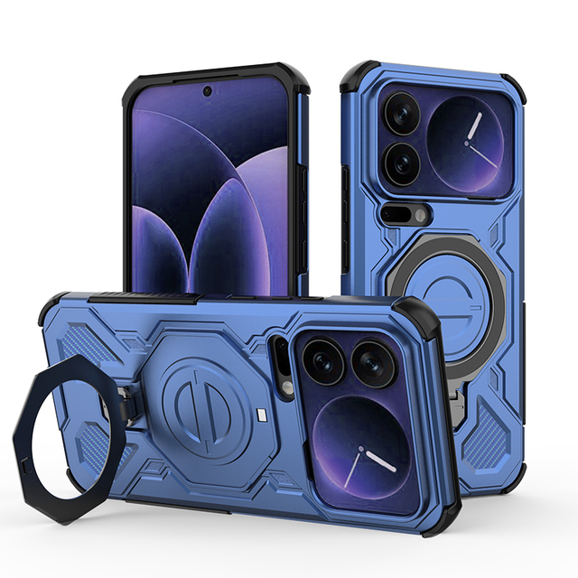 Hybrid PC TPU Rugged Phone Case for Xiaomi 17 Promax X7 F7 M7 Metal Ring Holder Car Mount Stand Dual Layer Impact Armor Cover