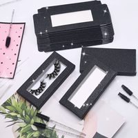 Boîtes d'emballage personnalisées de luxe en papier kraft noir avec fenêtre pour vernis à ongles, huile, crème pour le visage, cils, brosses à cils