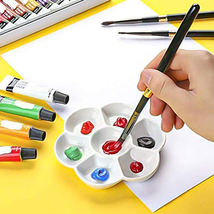 SINOART 7 puits 15cm de diamètre <span class=keywords><strong>Palette</strong></span> en céramique plateau de mélange de fleurs en porcelaine avec <span class=keywords><strong>palette</strong></span> de choix de l'artiste de peinture aquarelle acrylique - Product Image 6