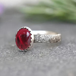 แหวนโกเมน A234 เงินแท้ 925 ประดับเพชรแบบฝังขอบ สำหรับผู้หญิง สวมใส่ได้ทุกวัน - Product Image 5