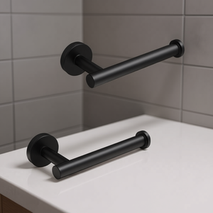 Portarotolo da parete moderno in acciaio inossidabile SUS304 nero opaco per cucina e bagno, design rotondo, stile minimalista - Product Image 2