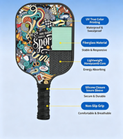 Ensemble de raquettes de pickleball pour enfants certifiées USAPA de haute qualité, en fibre de verre, noyau en nid d'abeille PP, bordure en TPU, impression UV, tout inclus