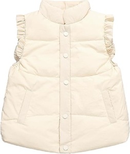 Gilet Casual Traspirante Antivento Impermeabile per Bambine BKD con Maniche a Volant e Bottoni, Giacca Autunno Inverno 2-8 Anni - Product Image 5